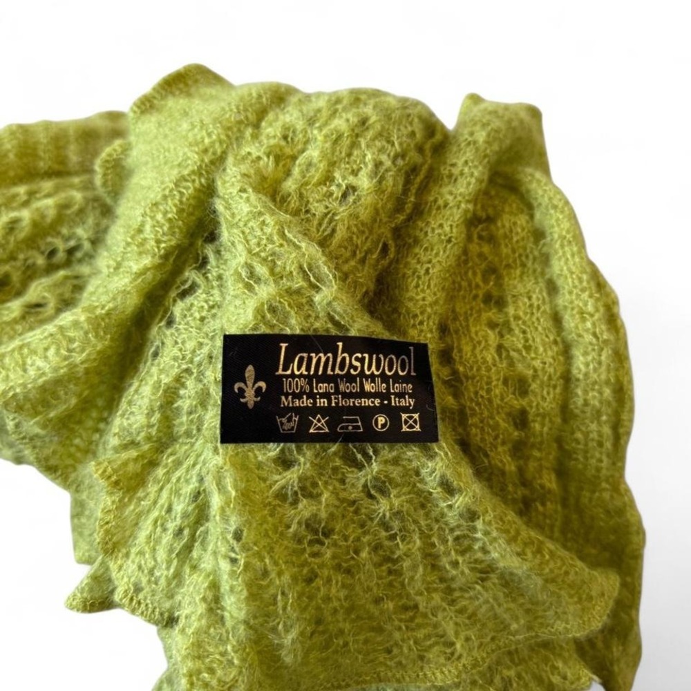 Lambswool‎ Green Knitted Scarf - Picture 2 of 2
